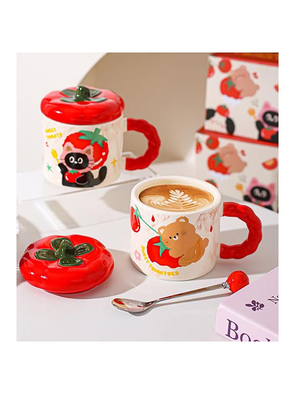 Karışık Domates Dostlar Temalı Seramik Kupa-4