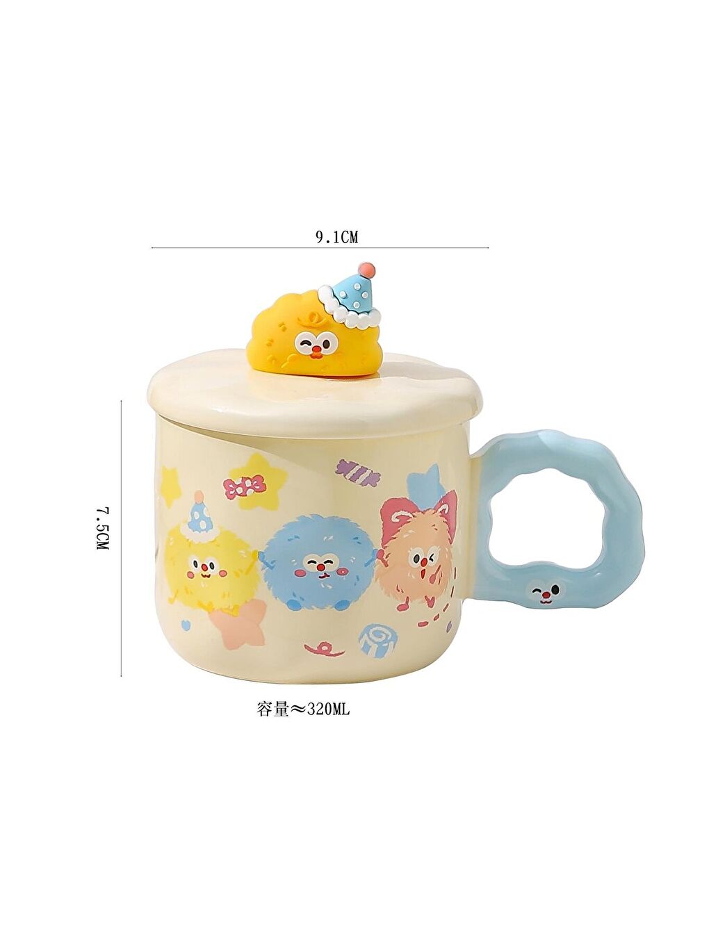 Karışık Neşeli Bulutlar Temalı Seramik Kupa-1