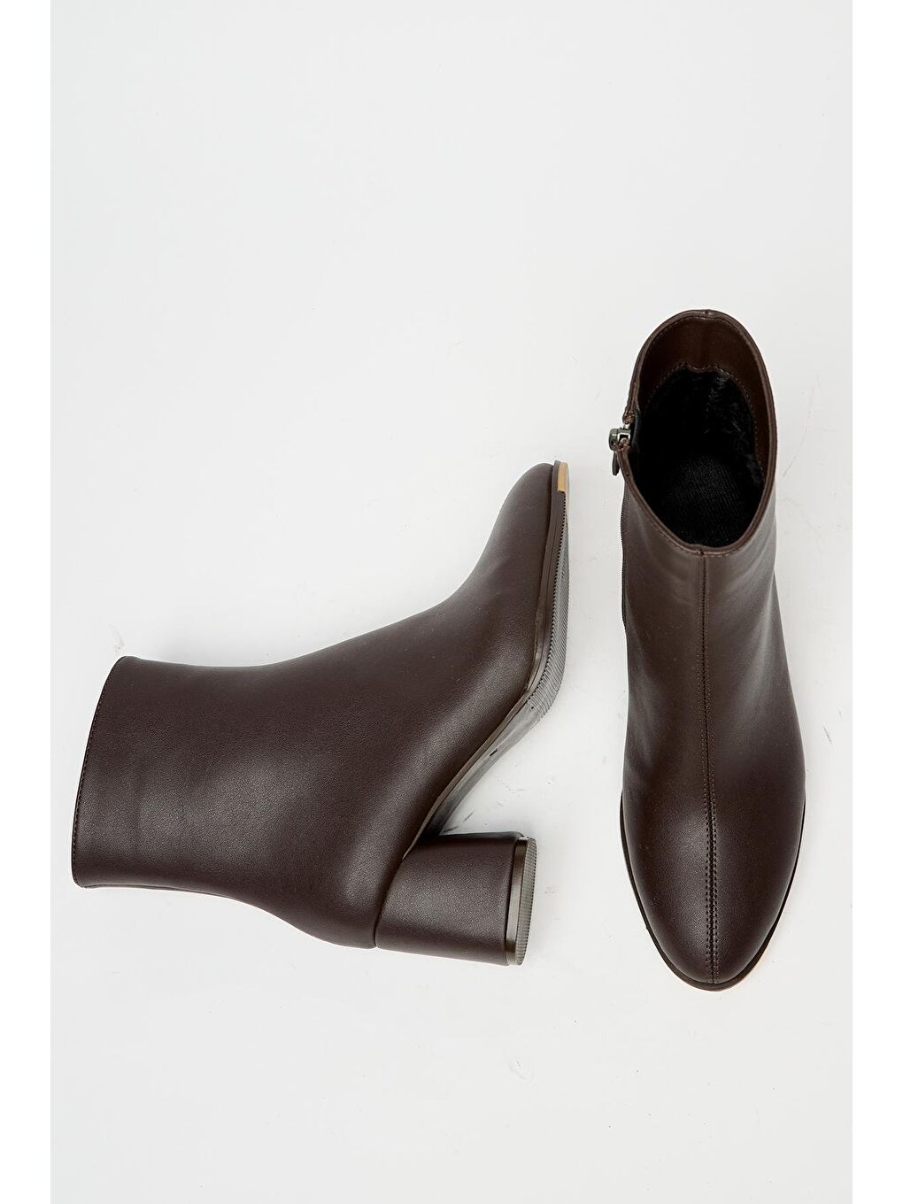 Kadın Kahverengi Topuklu Bot & Bootie – Fermuarlı Günlük Bot-1