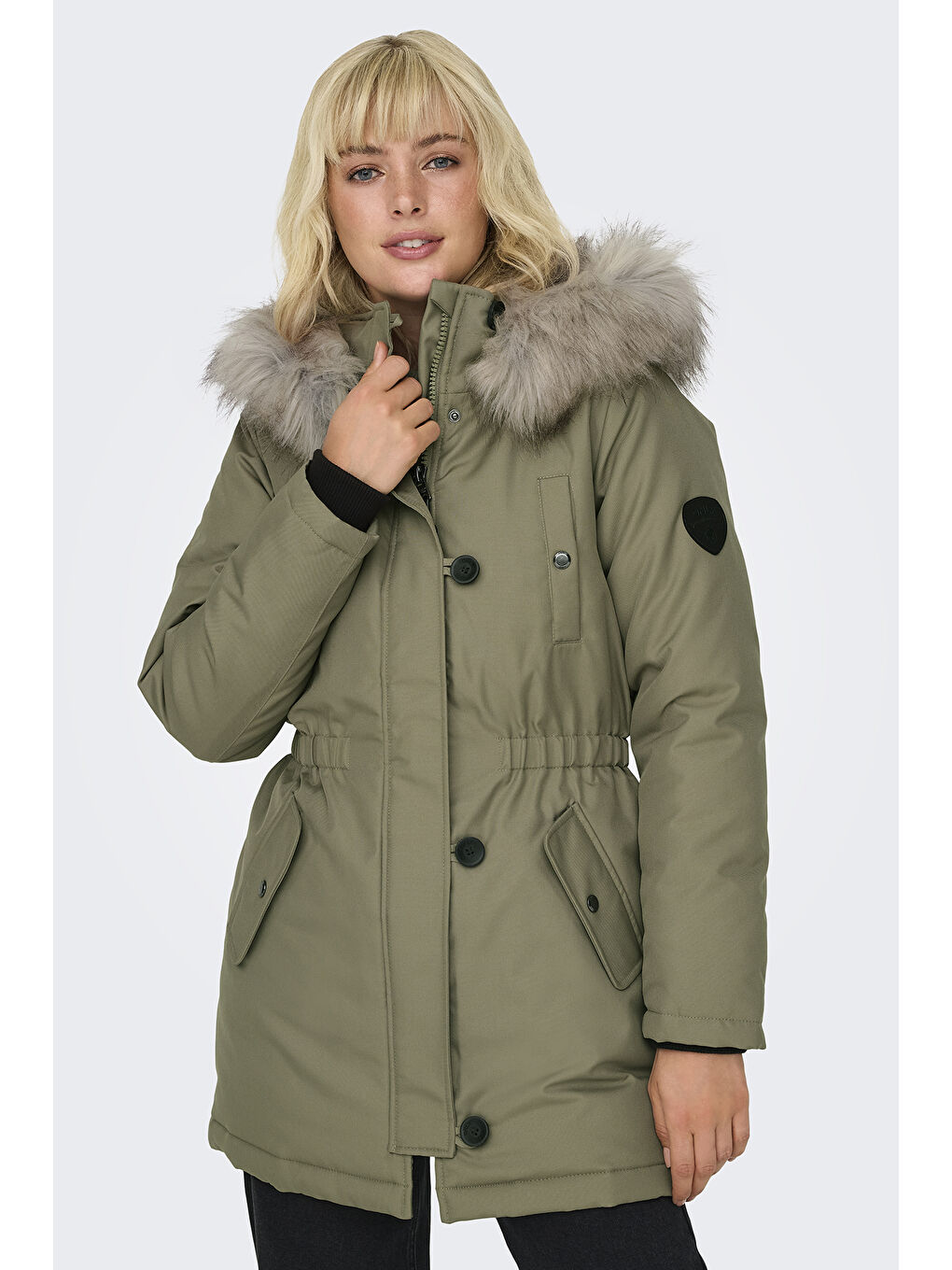 Only Haki Onliris Regular Fit Çıkarılabilir Kapüşonlu Kadın Parka 15304625