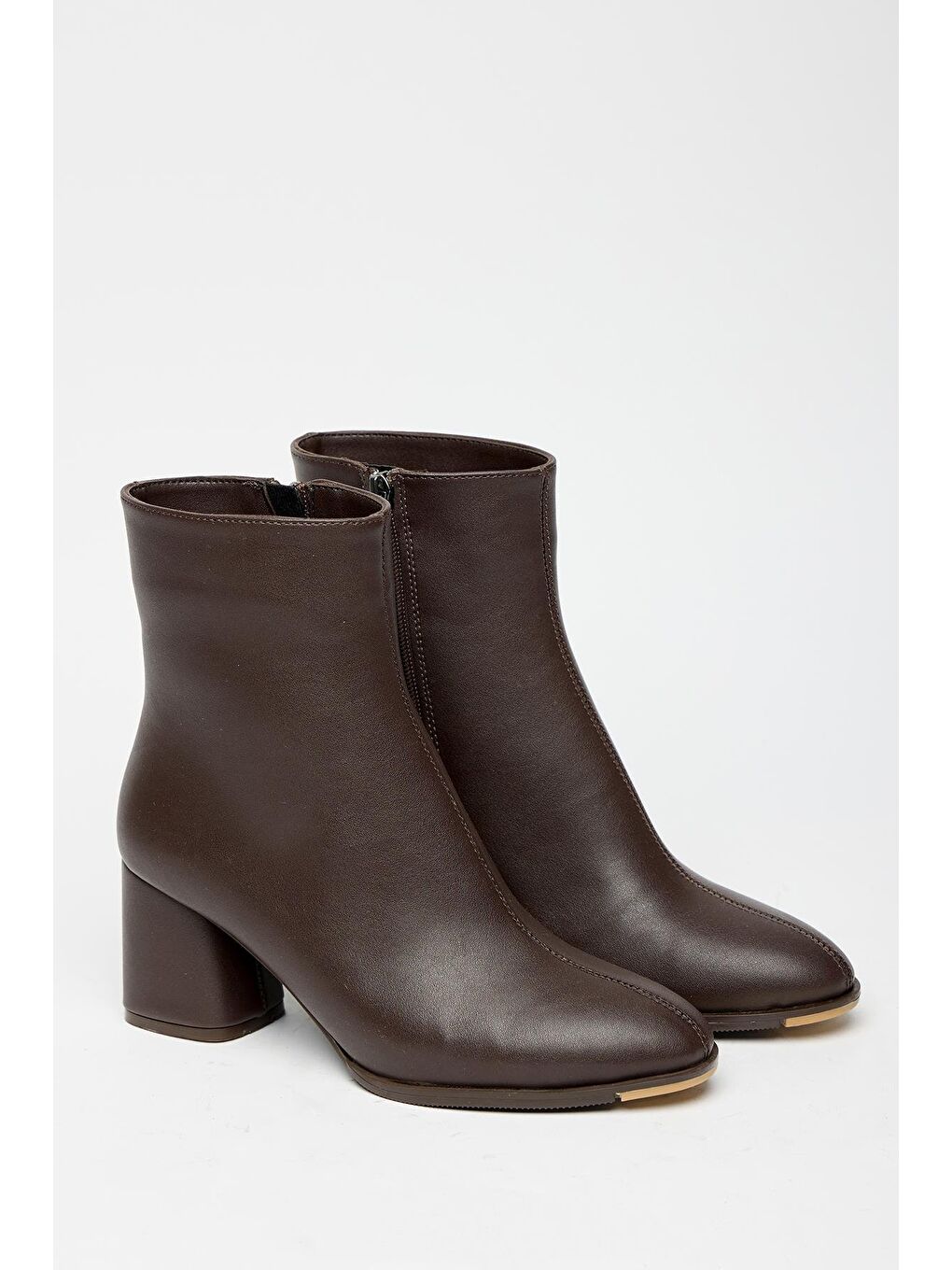 Kadın Kahverengi Topuklu Bot & Bootie – Fermuarlı Günlük Bot-4