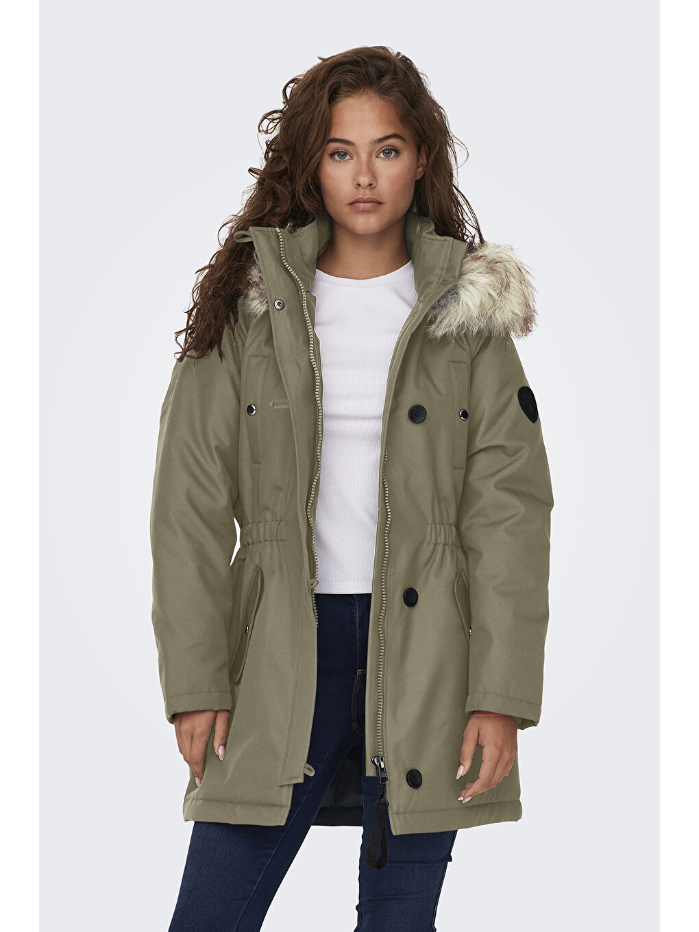 Only Haki Onliris Regular Fit Çıkarılabilir Kapüşonlu Kadın Parka 15304625 - 1