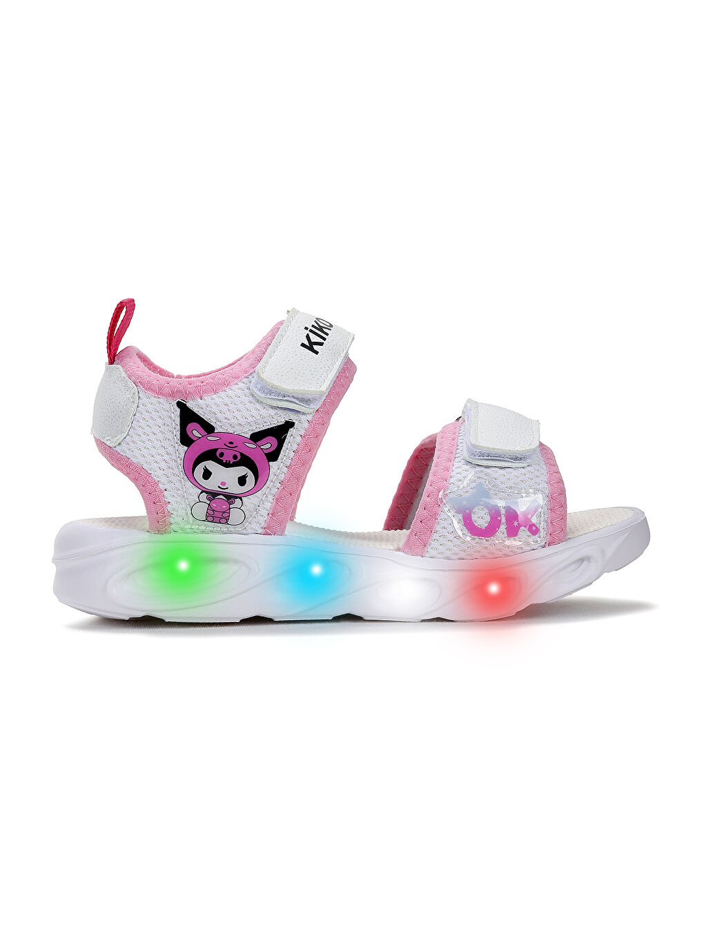 Beyaz Kuruza Günlük Işıklı Cırtlı Kız Çocuk Sandalet Ayakkabı-2