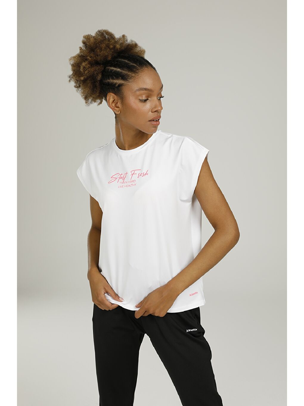 SN773 MIA SLOGAN T-SHIRT Beyaz Kadın Kısa Kol T-Shirt-1