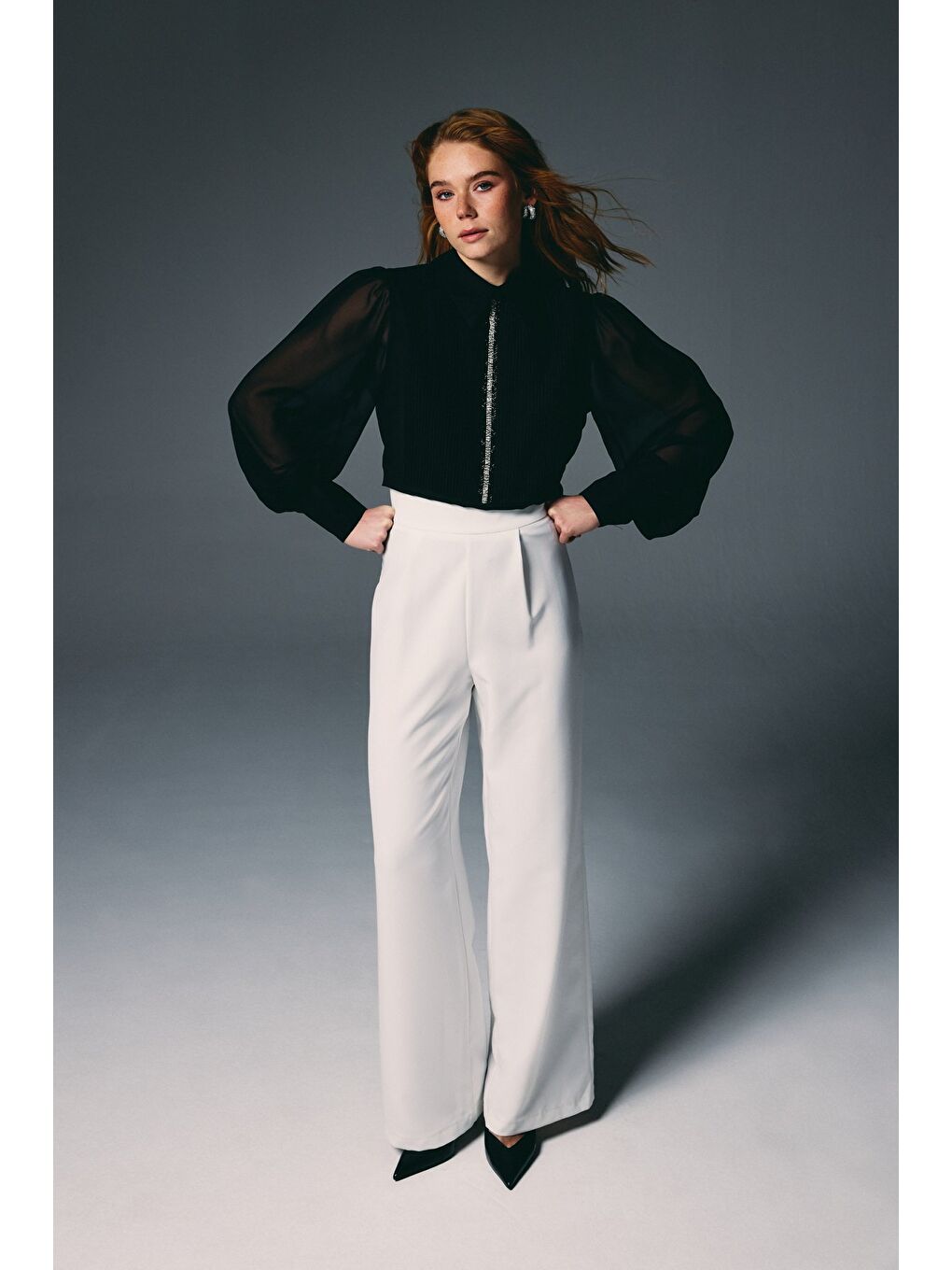 Nervür Detaylı Bluz - Siyah-5