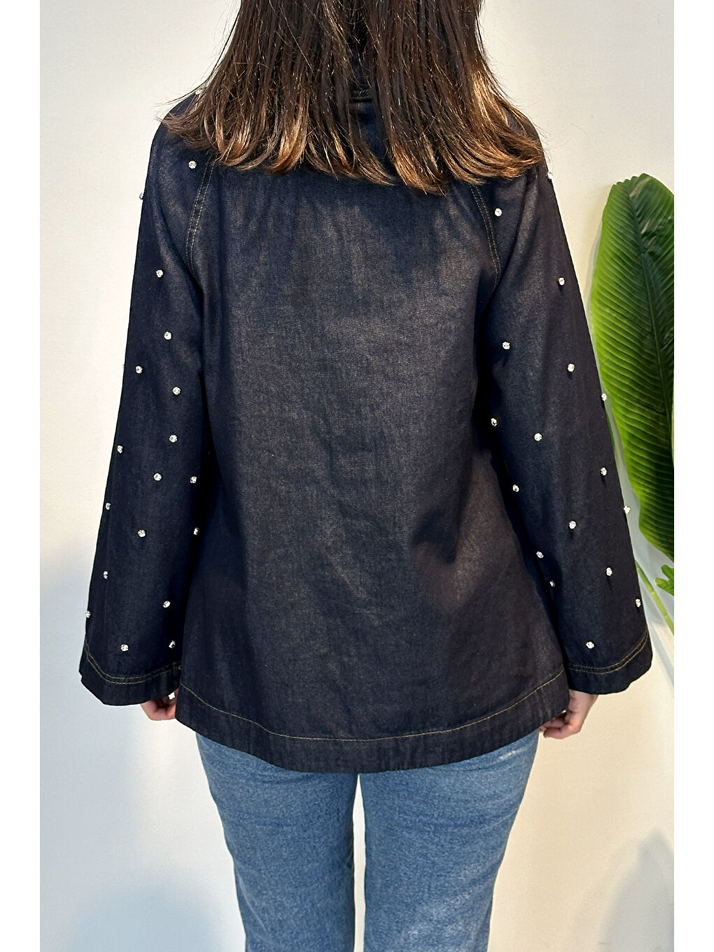 Taş Detaylı Gömlek Ceket 7439 Lacivert-3