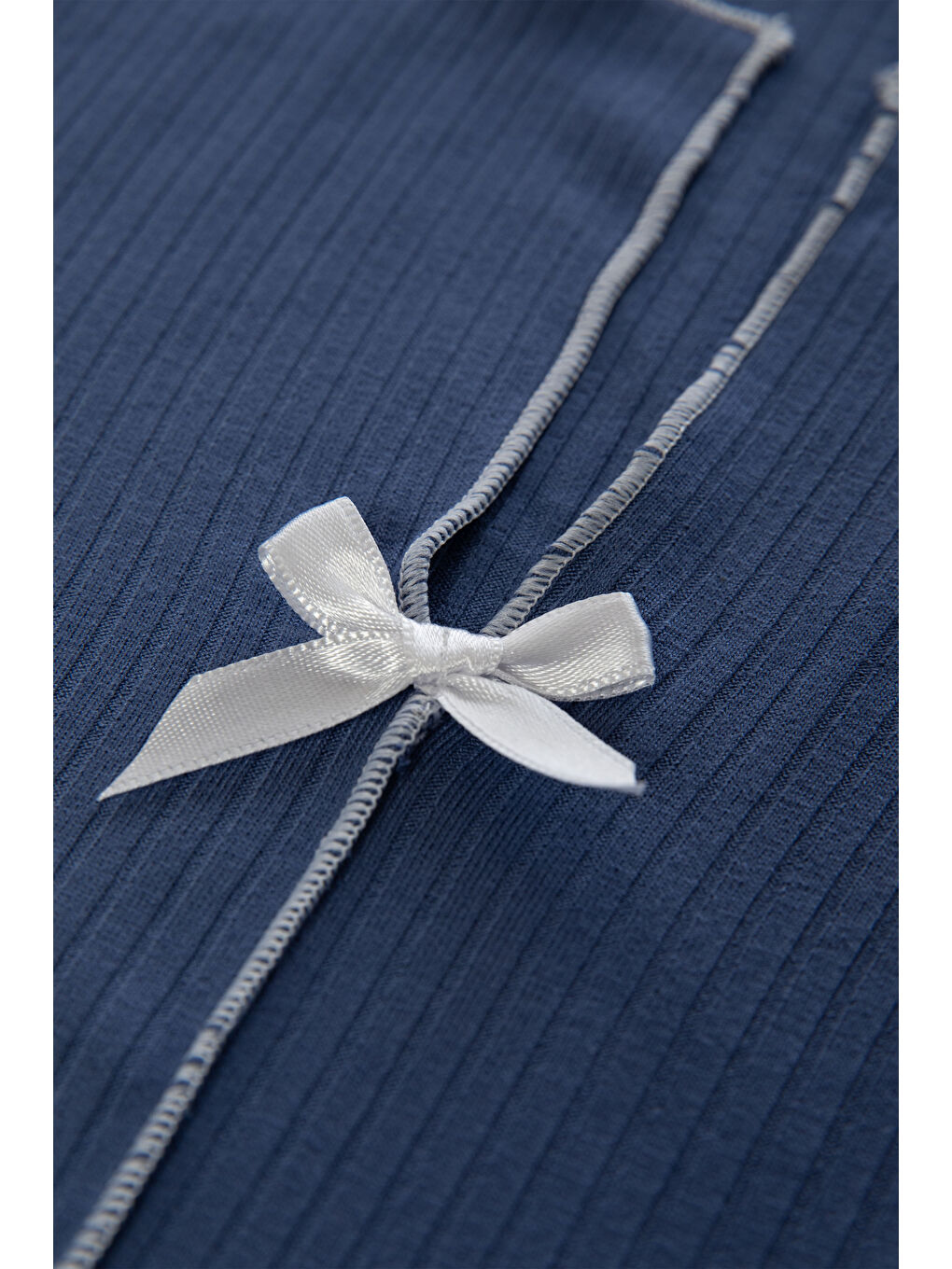 Yeşil Kadın Kısa Kollu Fiyonklu Fitilli Pijama Takımı-3