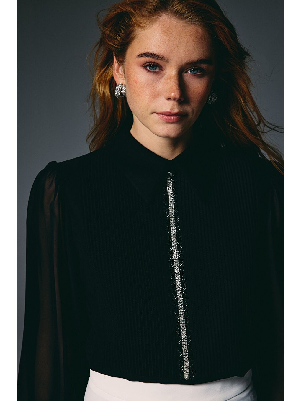 Nervür Detaylı Bluz - Siyah-6