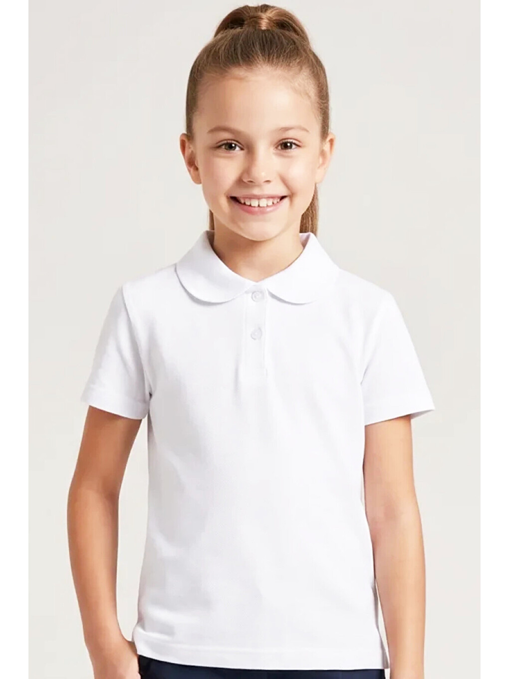 Beyaz Kız Çocuk 2'li T-shirt %100 Pamuk Ve Okul Tarz 5-16 Yaş 12723at-2