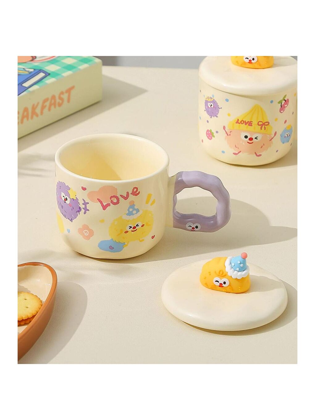 Karışık Neşeli Bulutlar Temalı Seramik Kupa-3