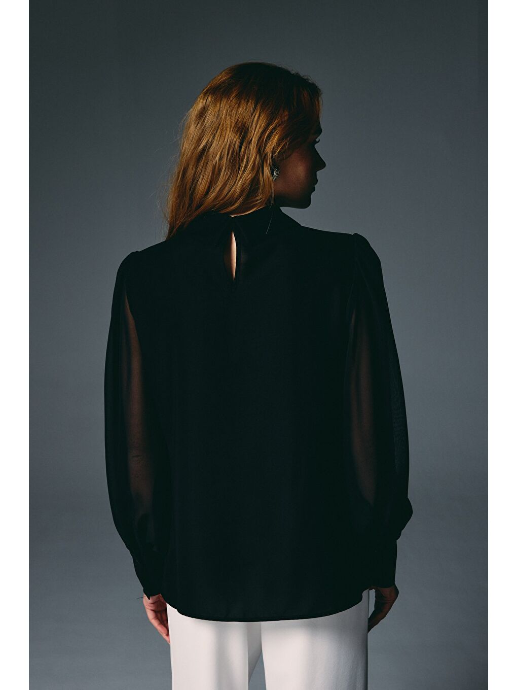 Nervür Detaylı Bluz - Siyah-7