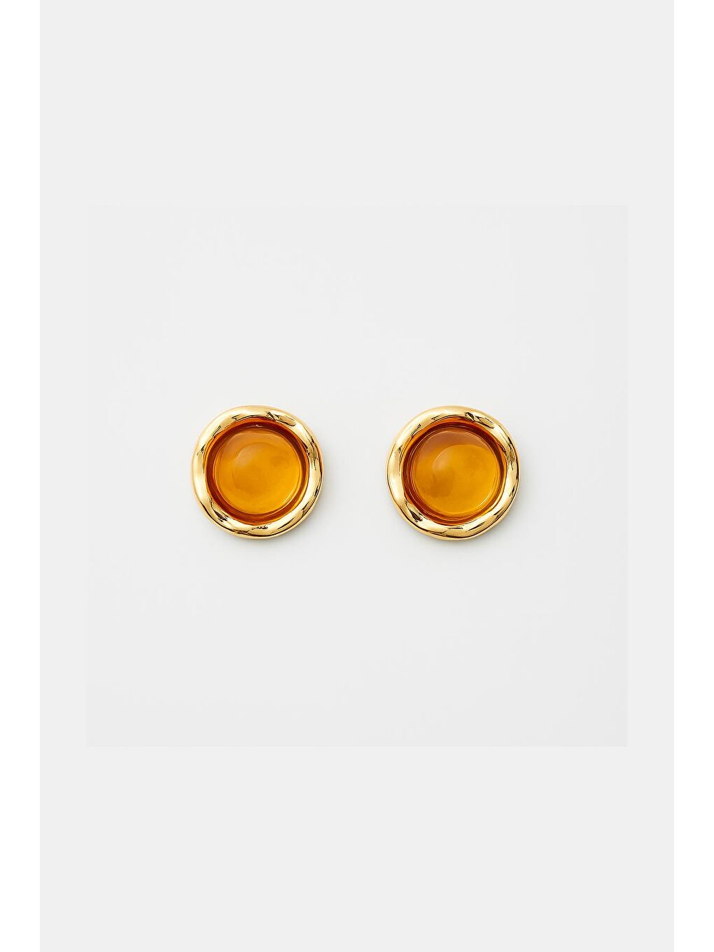 Sarı Gold Detaylı Renkli Yuvarlak  Çelik Vintage Küpe-1