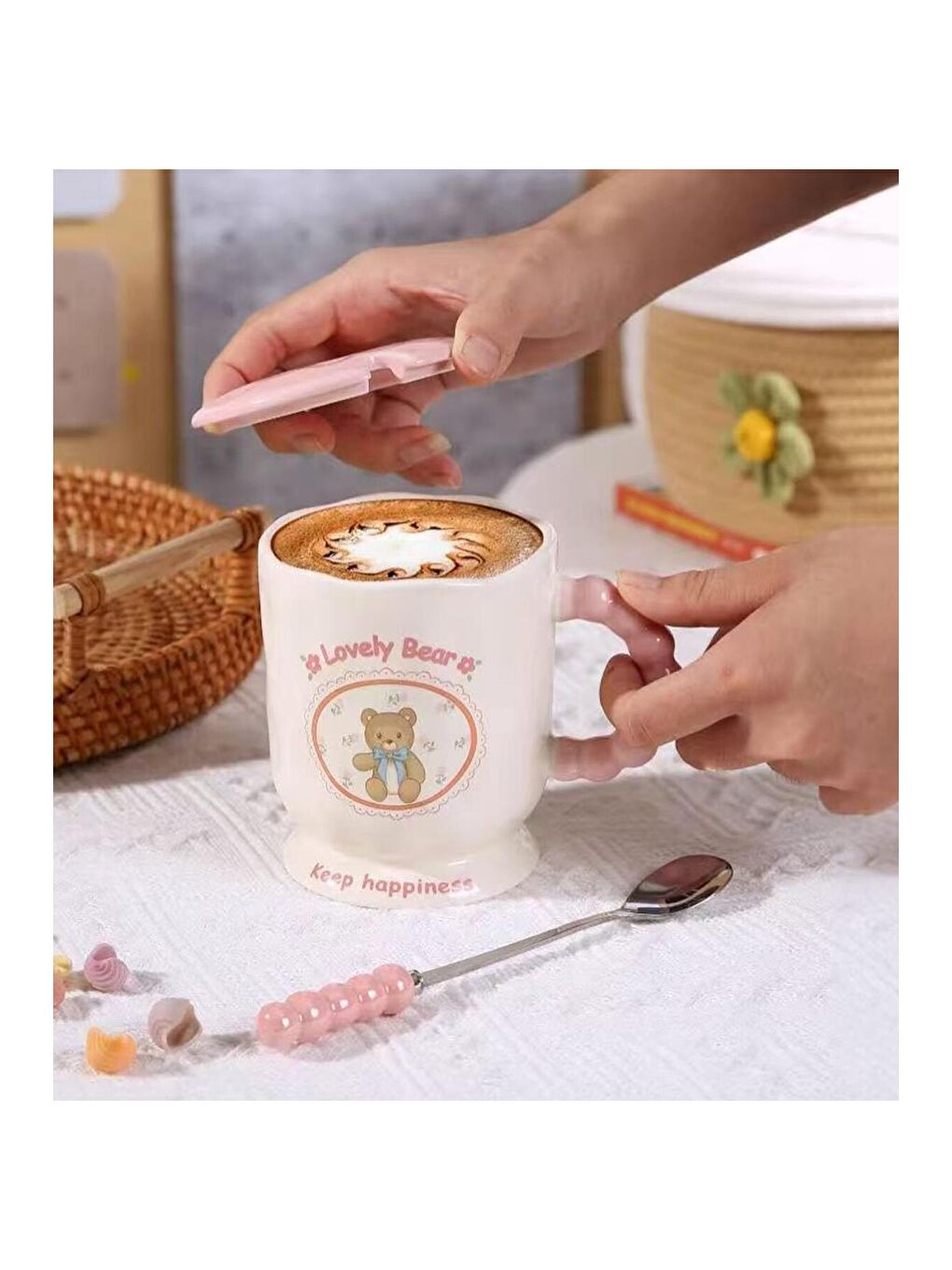 Karışık Aşk Ayıcığı Temalı Seramik Kupa-3