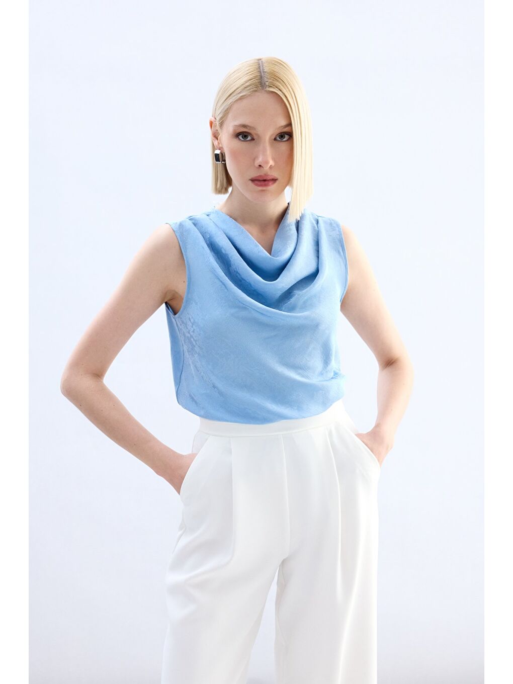 Degaje Yaka Bluz - Bebe Mavi-1