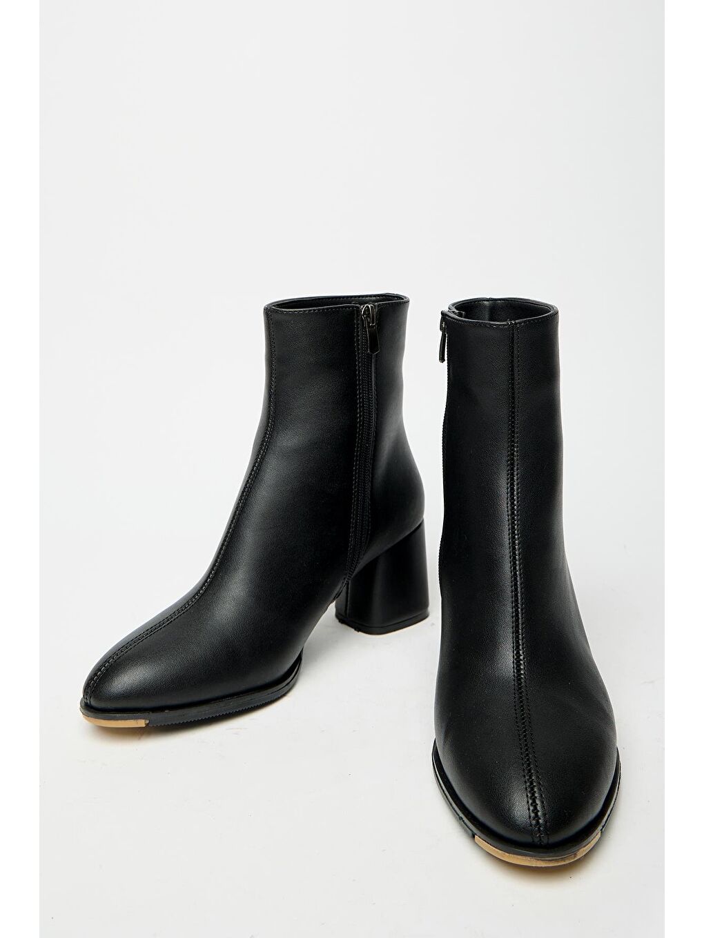 Kadın Siyah Topuklu Bot & Bootie – Fermuarlı Günlük Sezon Modeli-2