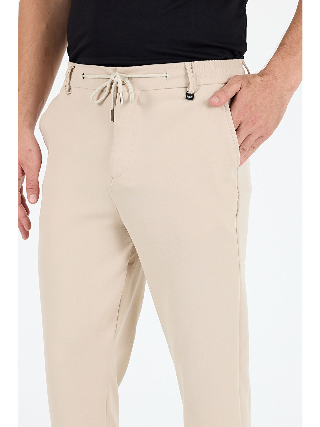 Bej Erkek Duble Kumaş Düz Paça Rahat Kalıp, Cepli, Günlük ve Spor Eşofman Altı Jogger Pantolon-3667-2