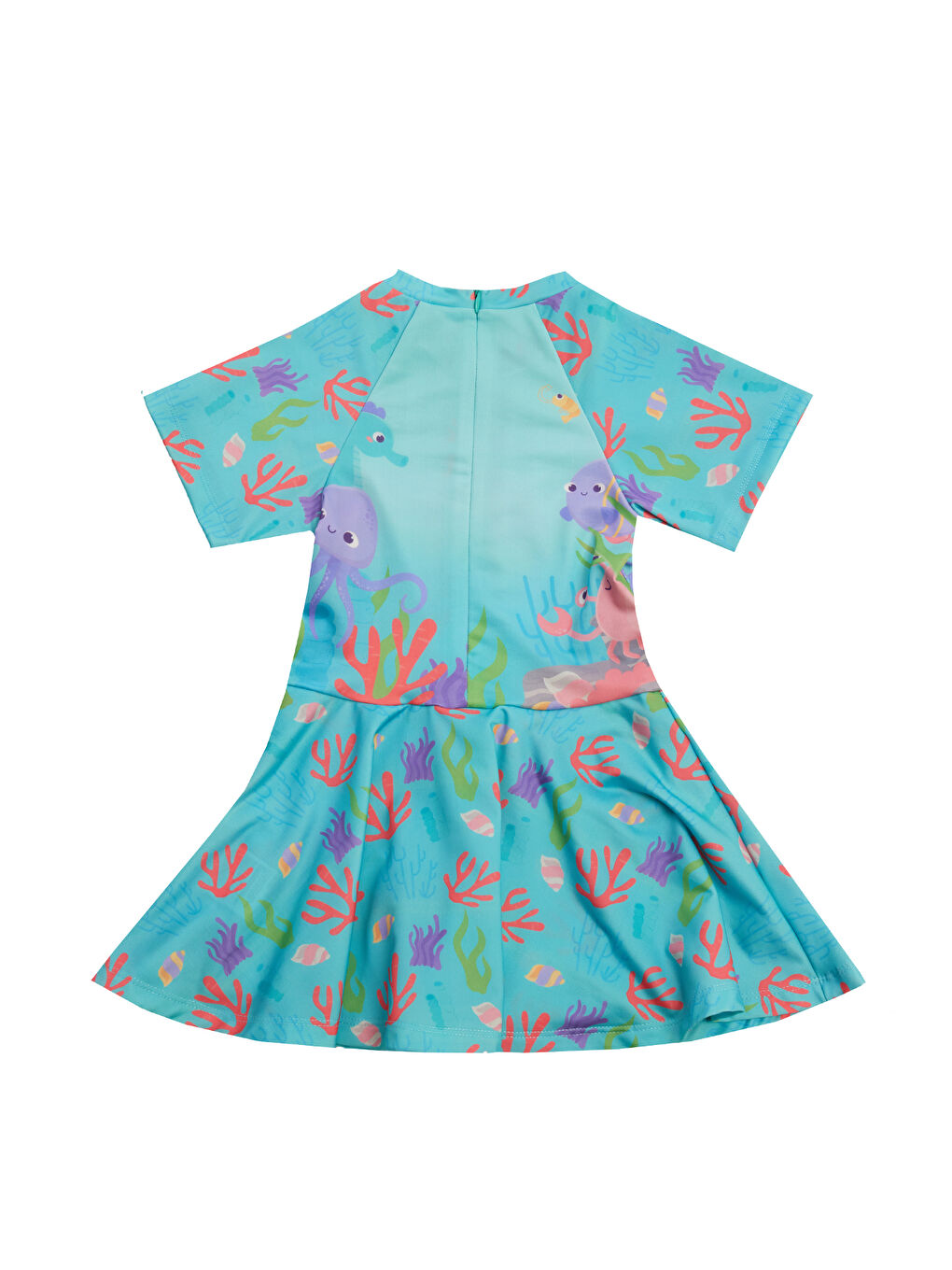 Yeşil UV Korumalı Kısa Kollu Şortlu Elbise Mayo Kız Çocuk Yüzücü Mayo 5229 Mint-2