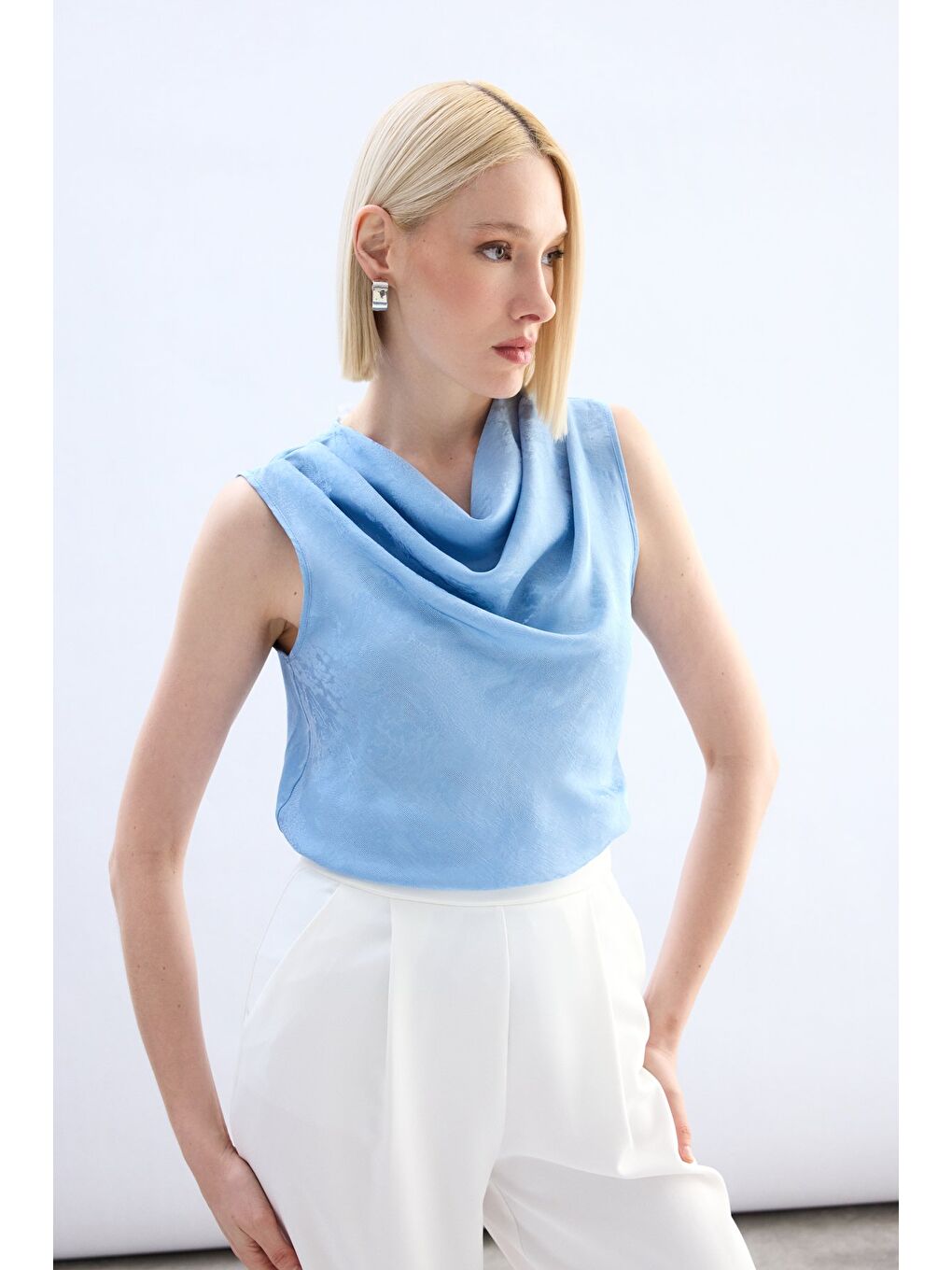 Degaje Yaka Bluz - Bebe Mavi-3