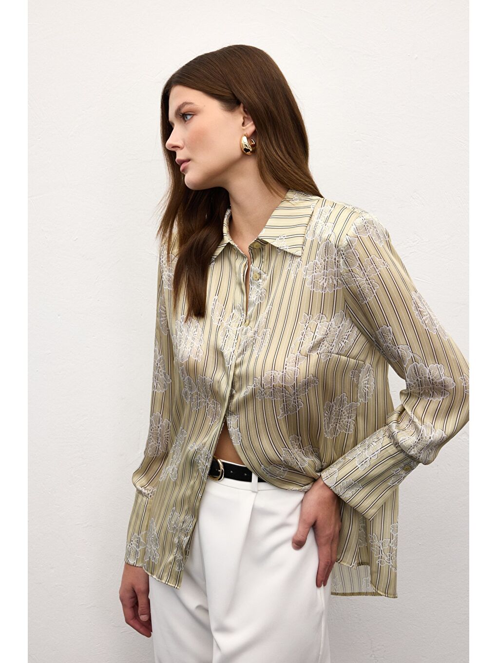 Geniş Manşetli Gömlek - Sarı