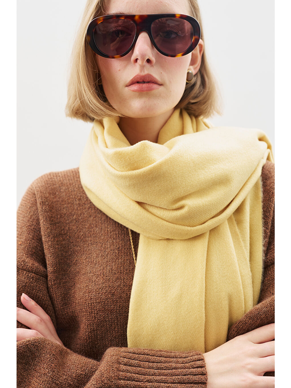 Kaşmir Dokulu Şal Sarı-1