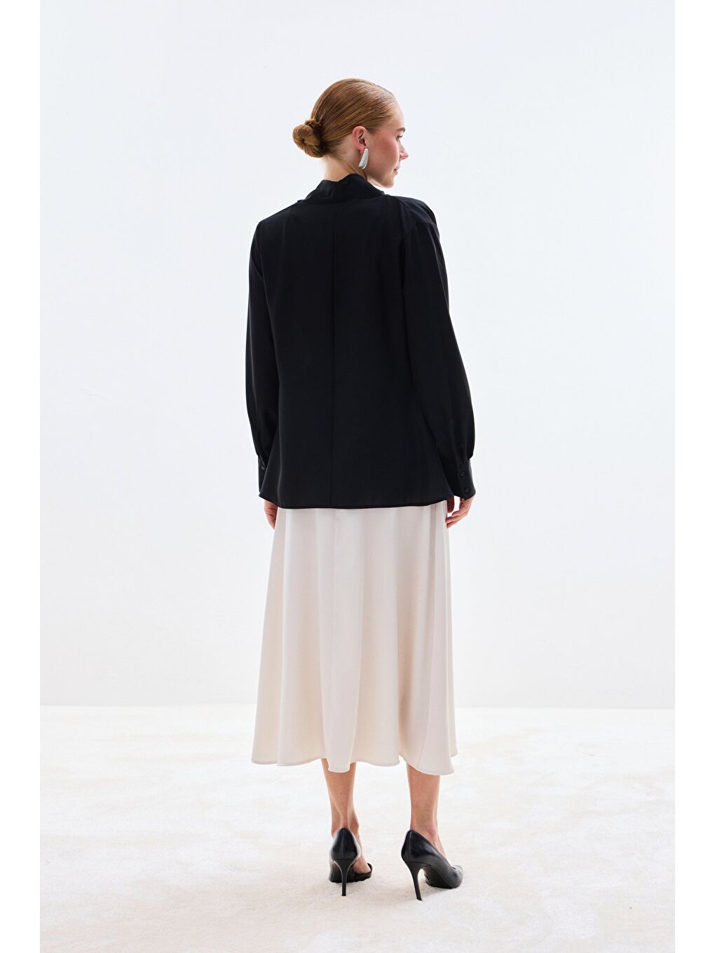 Degaje Yaka Bluz - Siyah-7