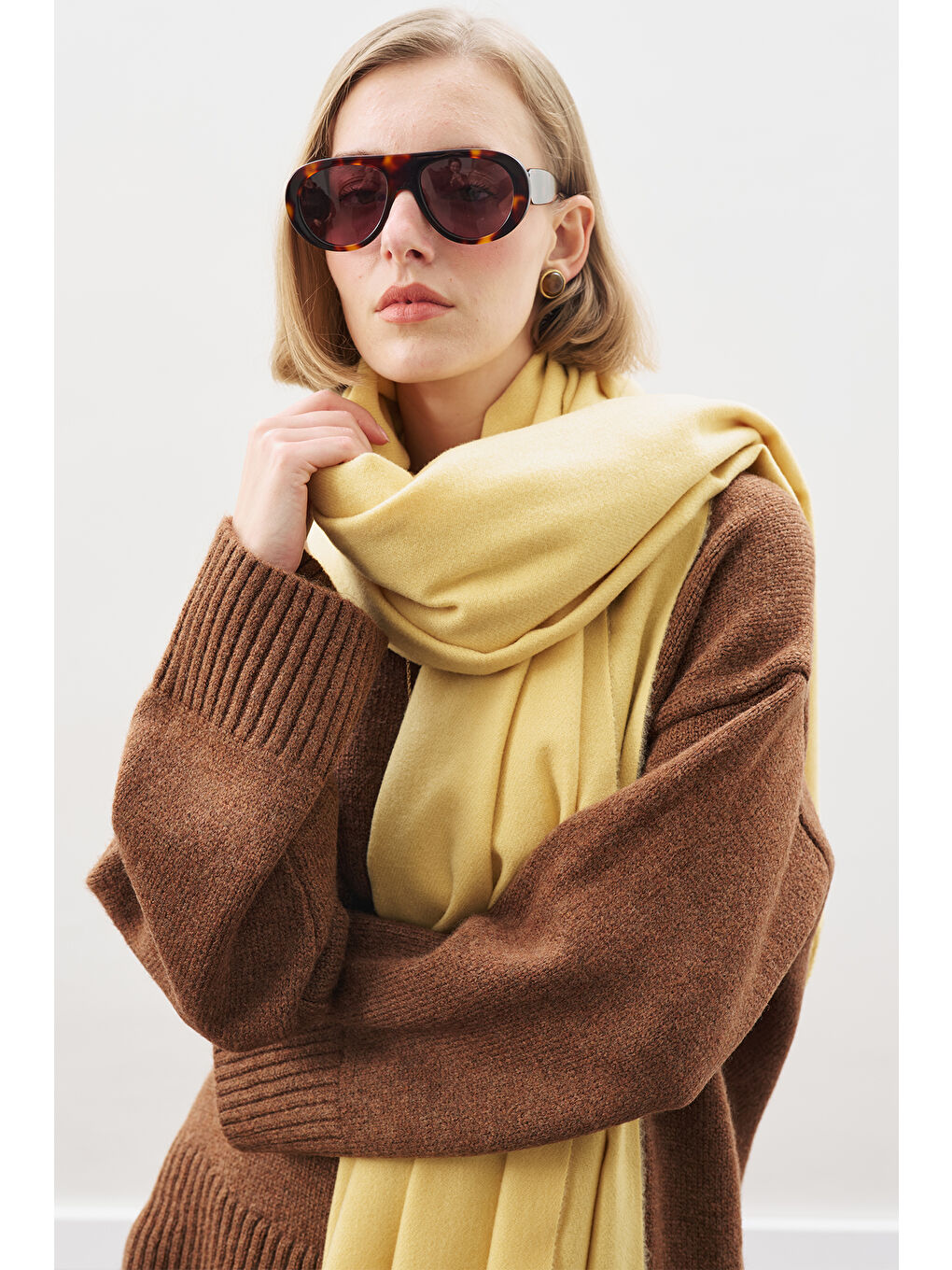 Kaşmir Dokulu Şal Sarı-2