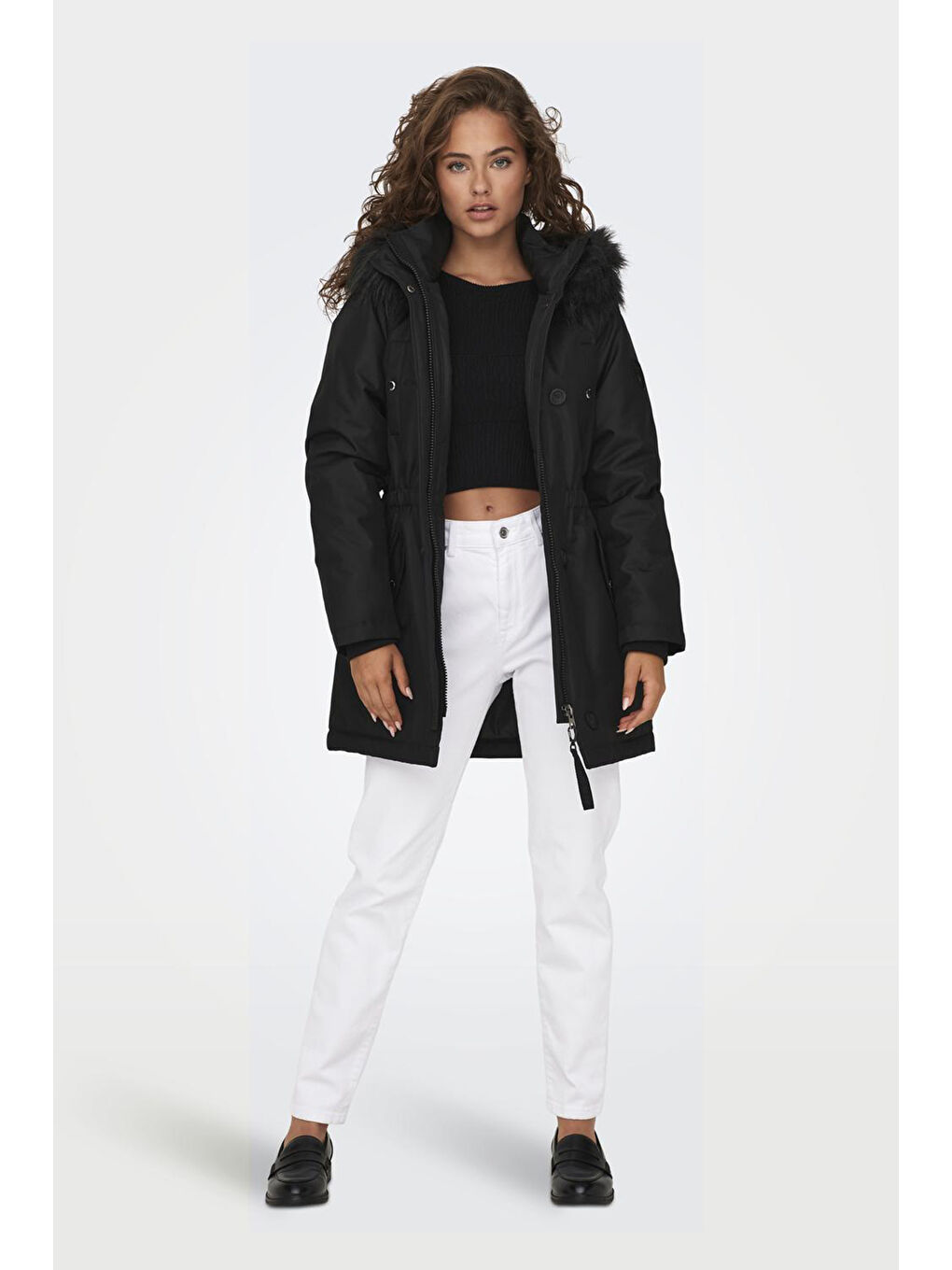Only Siyah Onliris Regular Fit Çıkarılabilir Kapüşonlu Kadın Parka 15304625 - 1