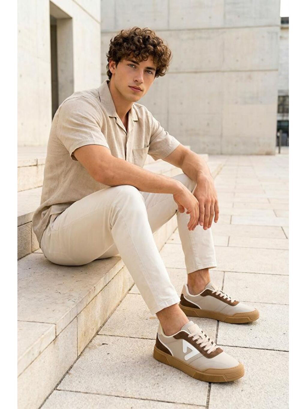 Bej DS Midas Sneaker Günlük Spor Ayakkkabı 2026 Erkek-3
