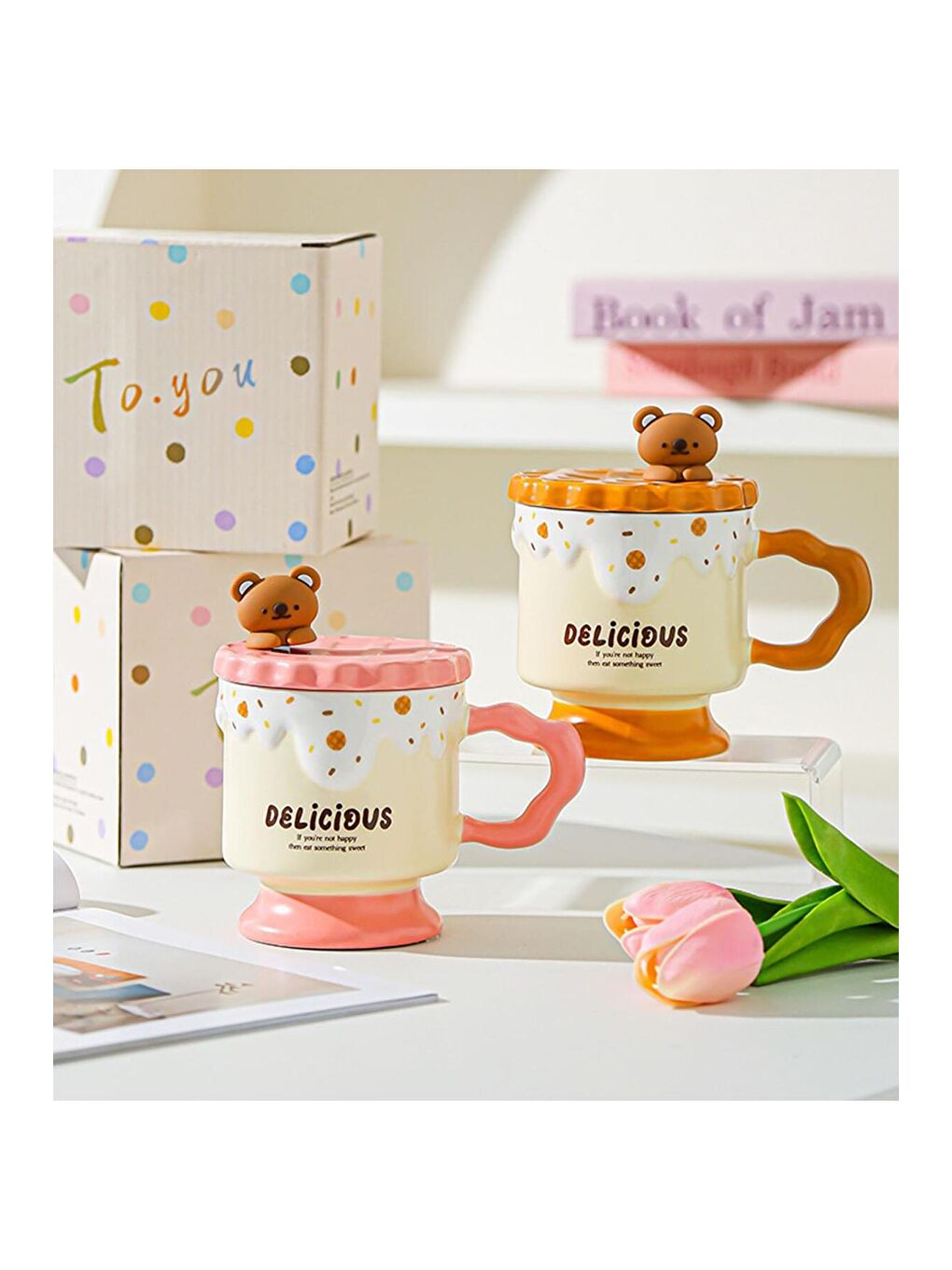 Karışık Delicious Bear Temalı Seramik Kupa-1