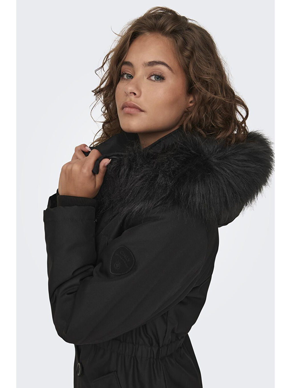 Only Siyah Onliris Regular Fit Çıkarılabilir Kapüşonlu Kadın Parka 15304625 - 3