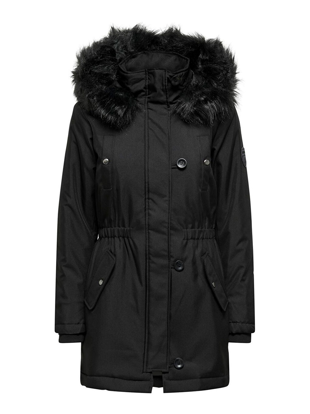 Only Siyah Onliris Regular Fit Çıkarılabilir Kapüşonlu Kadın Parka 15304625 - 5