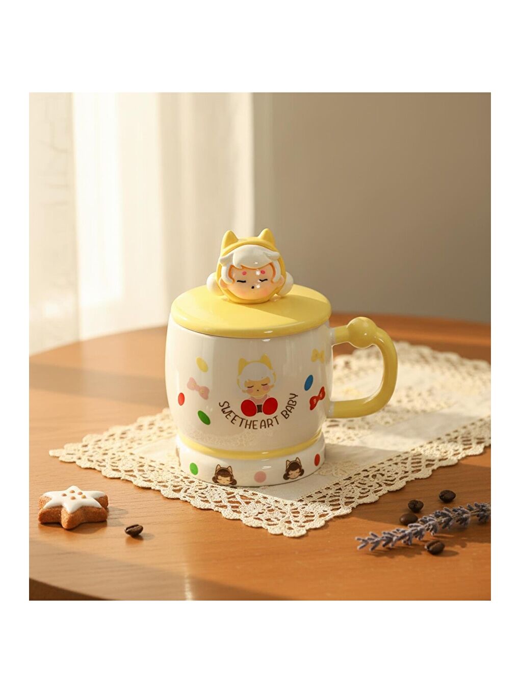 Karışık Neşeli Kalpler Temalı Seramik Kupa-1