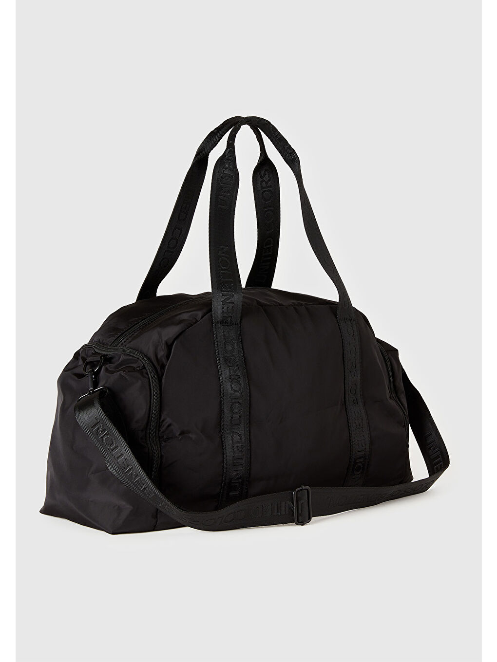 Kadın Siyah Logo Baskılı Fermuarlı Ayarlanabilir Askılı Spor Çanta-1