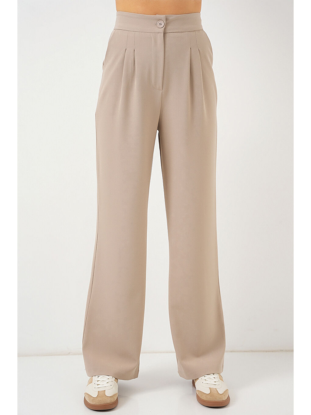 6638 Yüksek Bel Palazzo Pantolon - A.Bej-3
