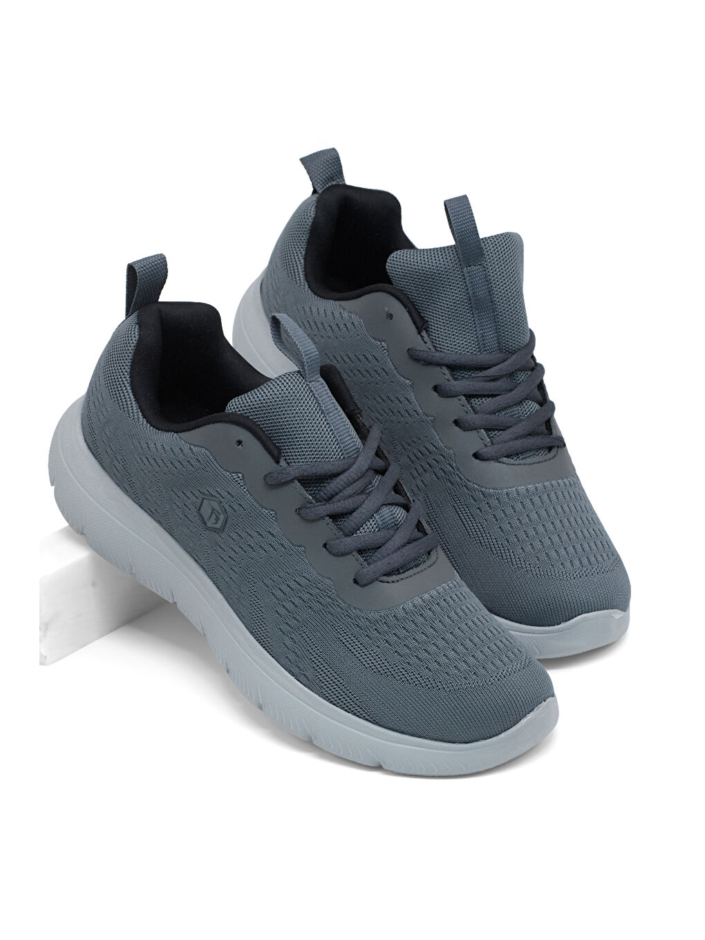 Gri Erkek Füme Rahat Kalıp Nefes Alabilen Bağcıklı Spor Ayakkabı-2