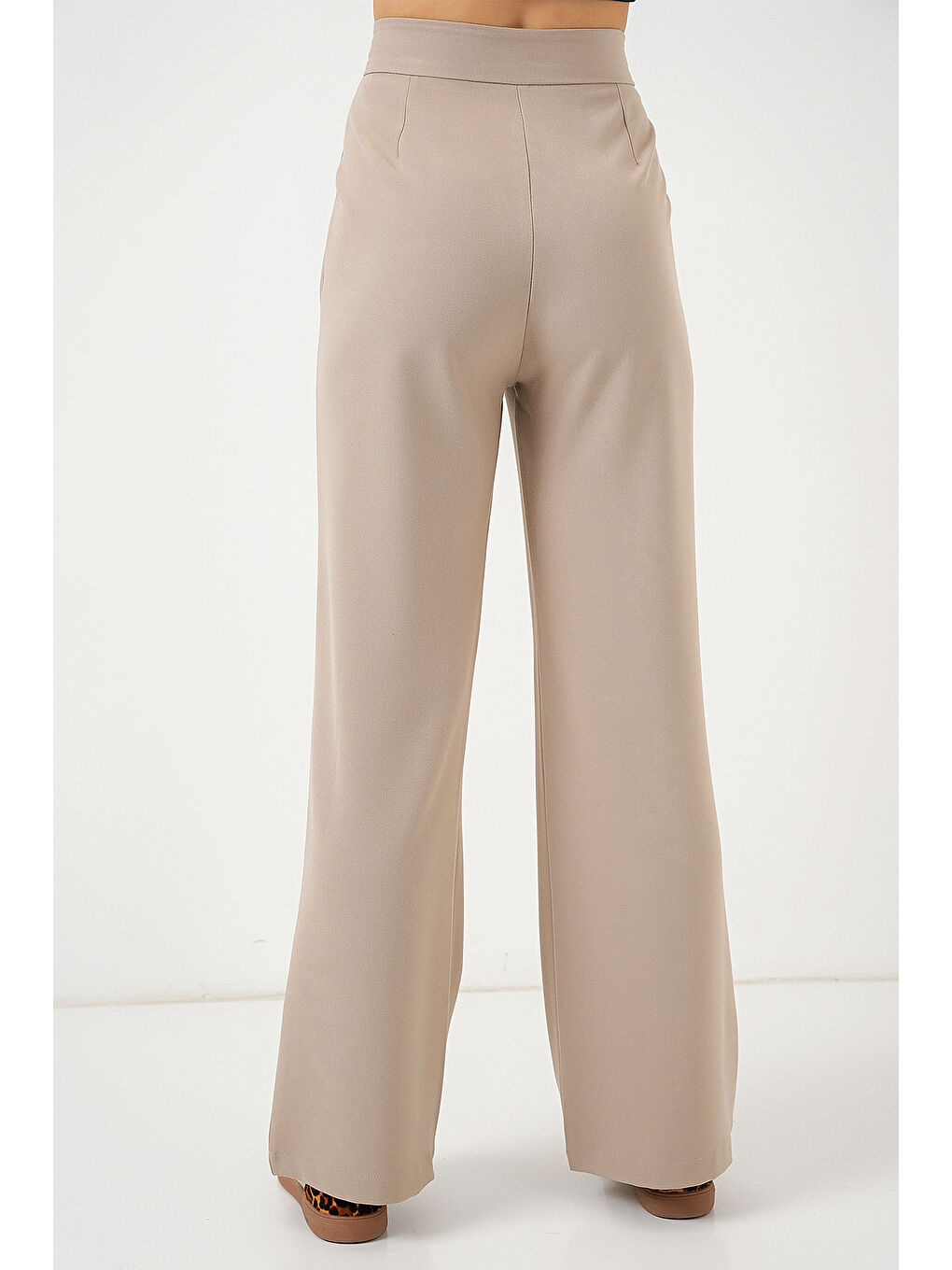 6638 Yüksek Bel Palazzo Pantolon - A.Bej-5