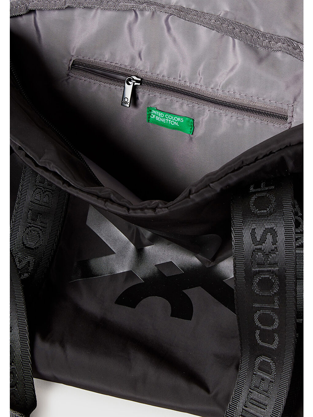 Kadın Siyah Logo Baskılı Fermuarlı Ayarlanabilir Askılı Spor Çanta-2