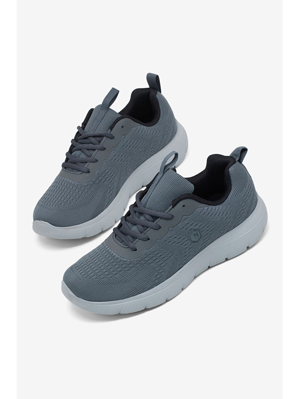 Gri Erkek Füme Rahat Kalıp Nefes Alabilen Bağcıklı Spor Ayakkabı-3