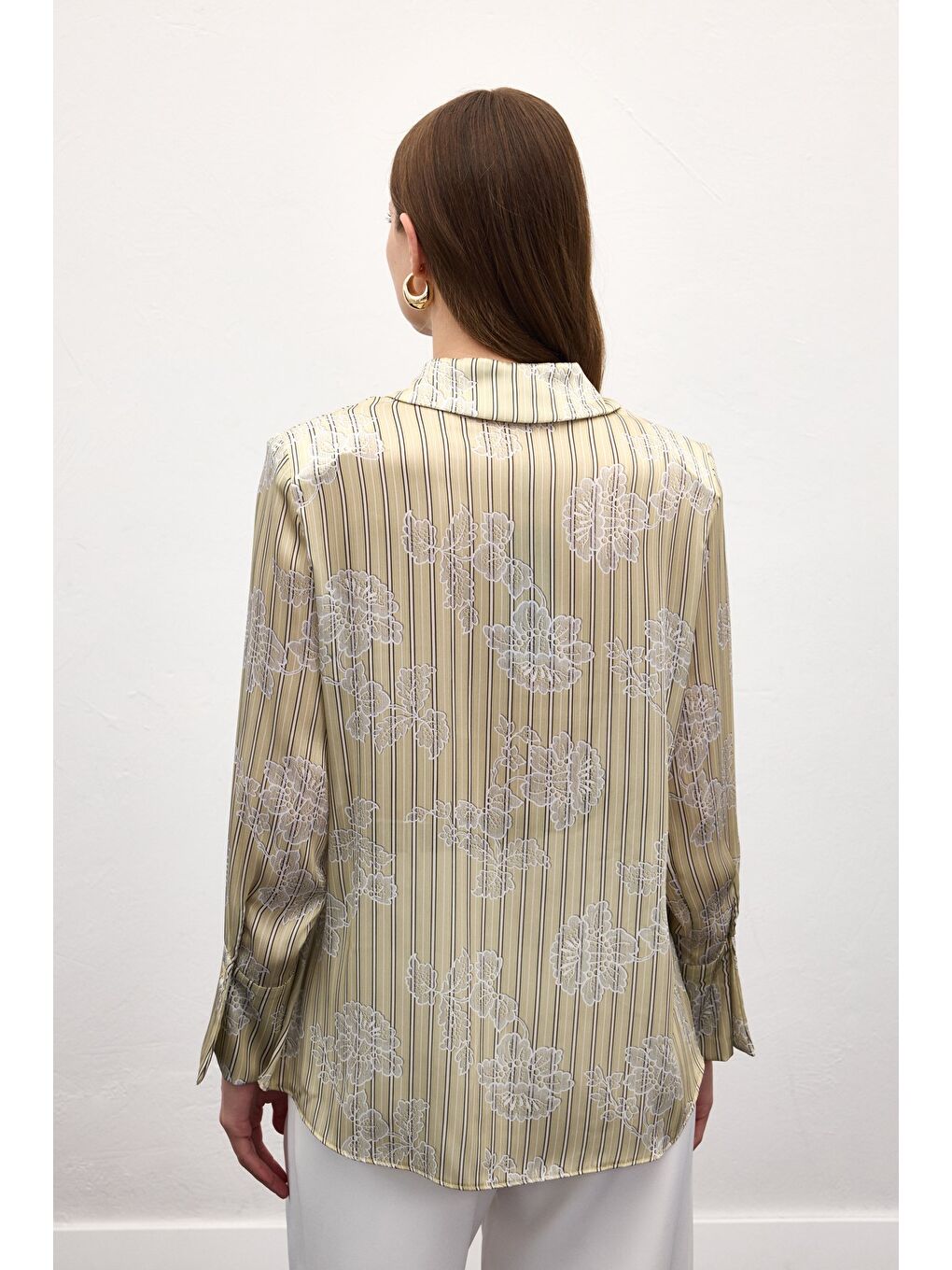 Geniş Manşetli Gömlek - Sarı-7