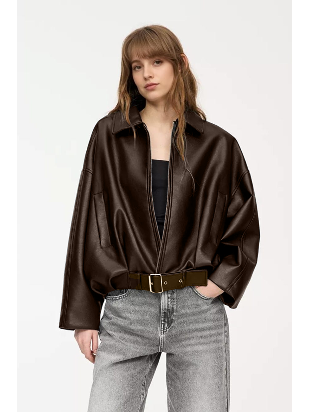 Kahverengi Kadın Yeni Sezon Bomber Ceket