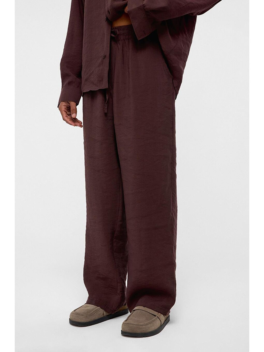 Kahverengi Baggy Fit Modal Kumaş Pantolon Kahve