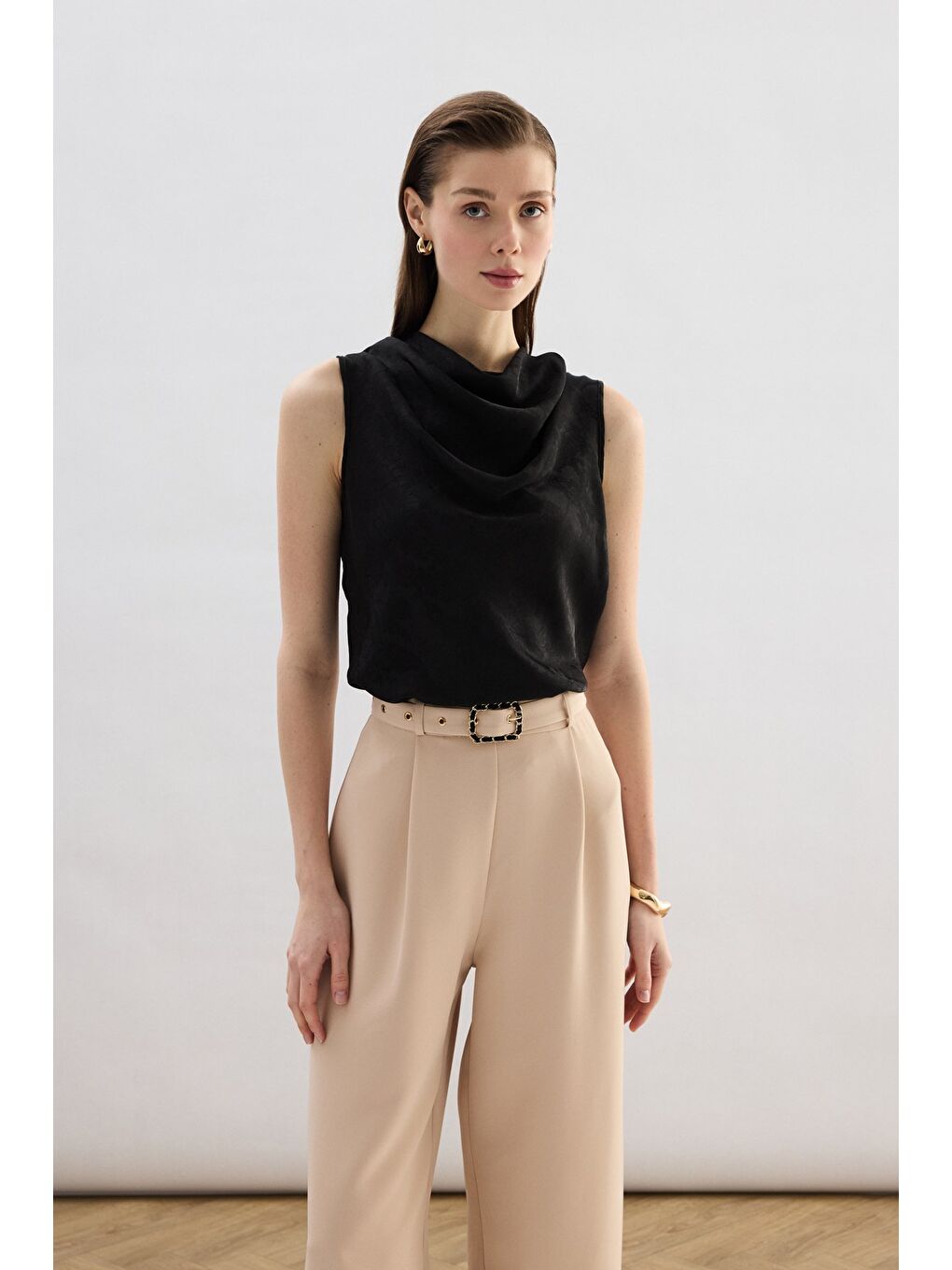 Degaje Yaka Bluz - Siyah-5