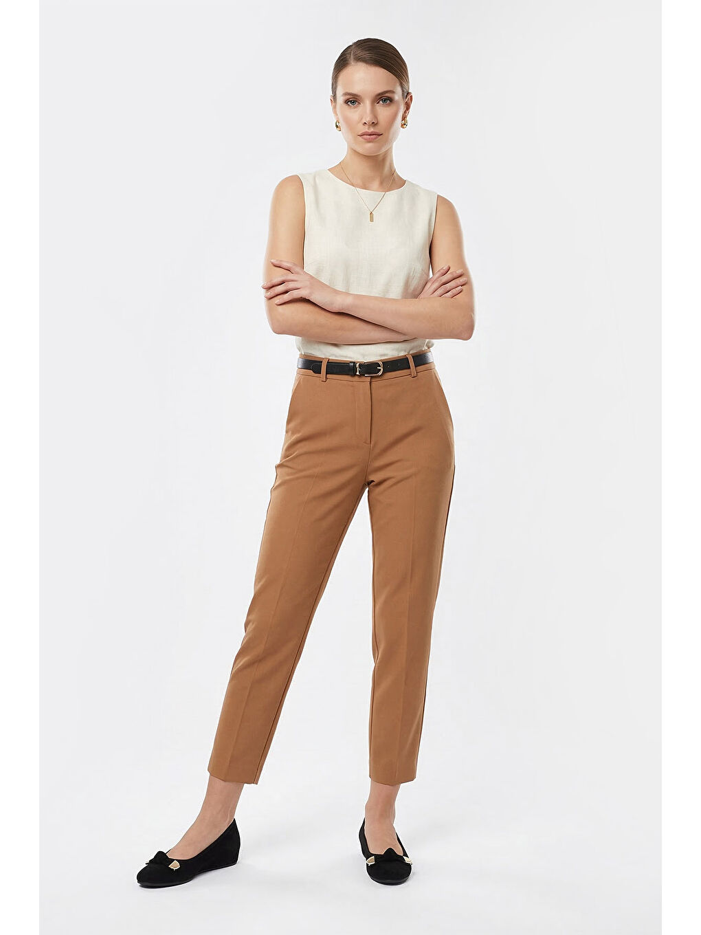 Siyah Kadın SİYAH MELANJ Tokalı Feta Dolgulu Ayakkabı-2