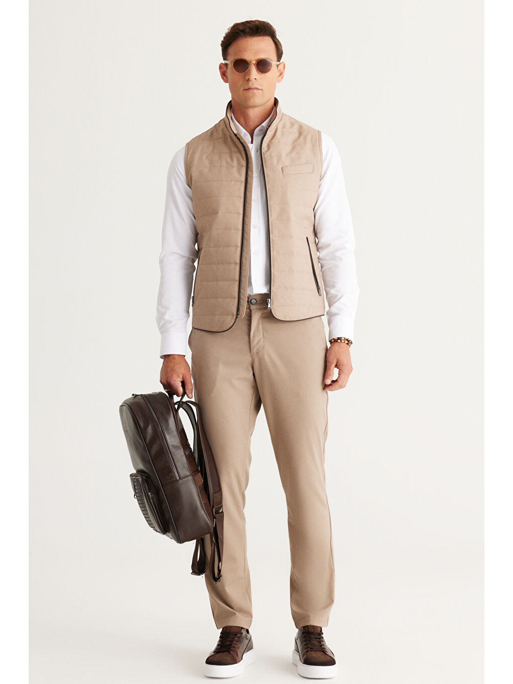 Erkek Beyaz Slim Fit Dar Kesim Oxford Düğmeli Yaka Armürlü Pamuklu Gömlek-3