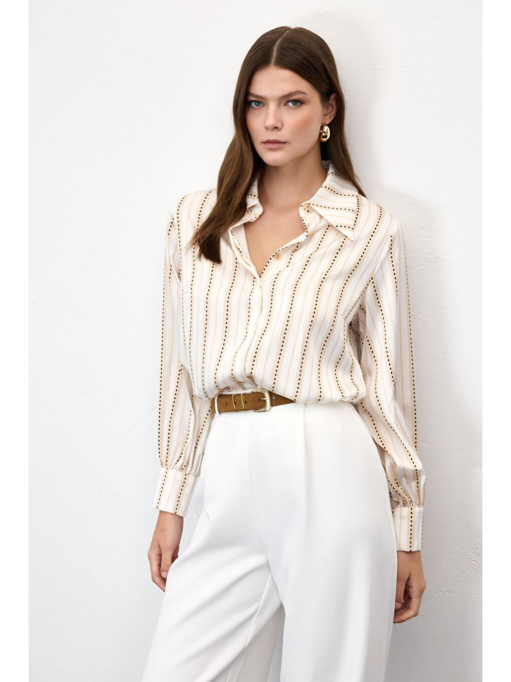 Çizgili Gömlek - Sarı-1