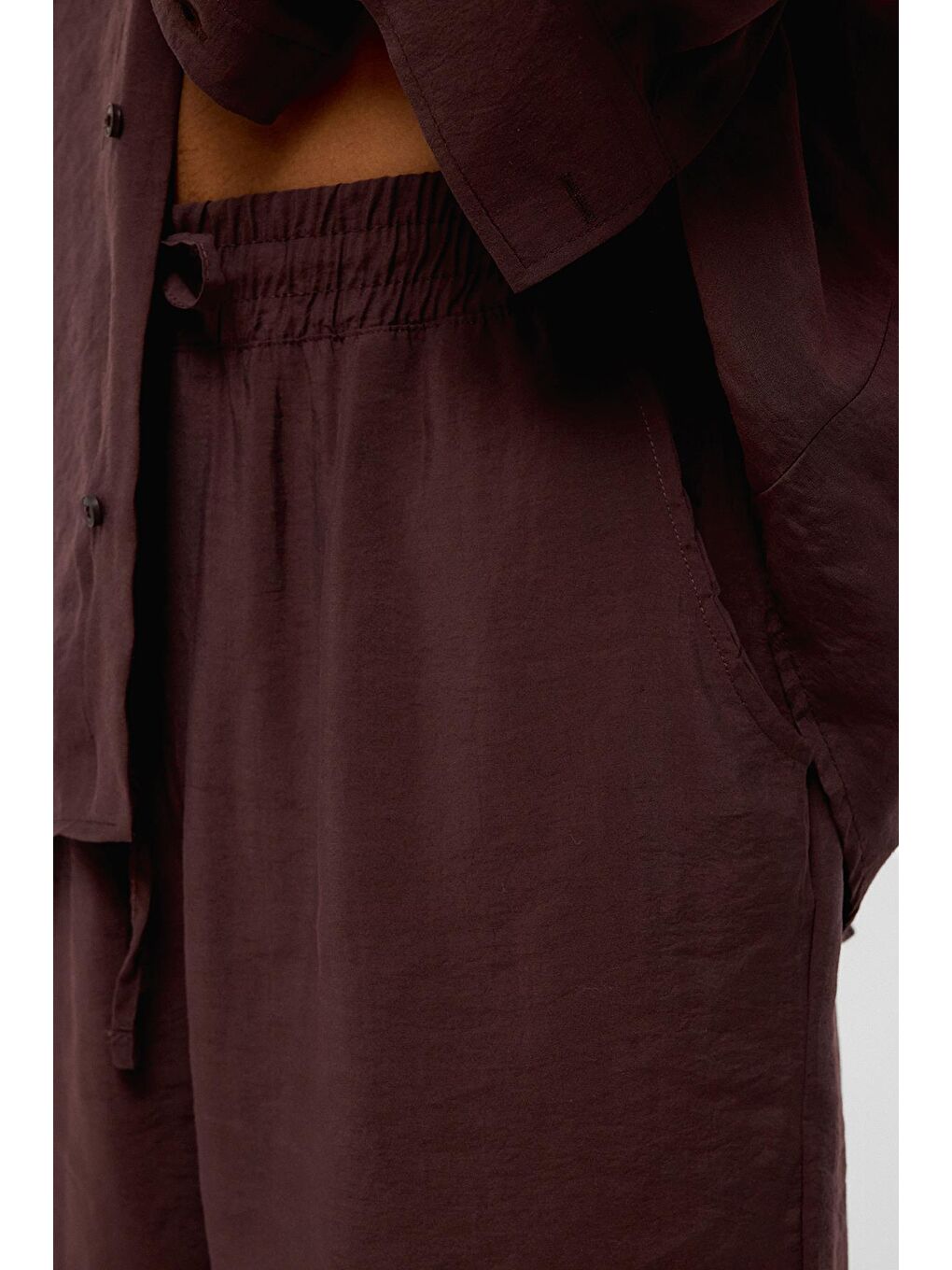 Kahverengi Baggy Fit Modal Kumaş Pantolon Kahve-2