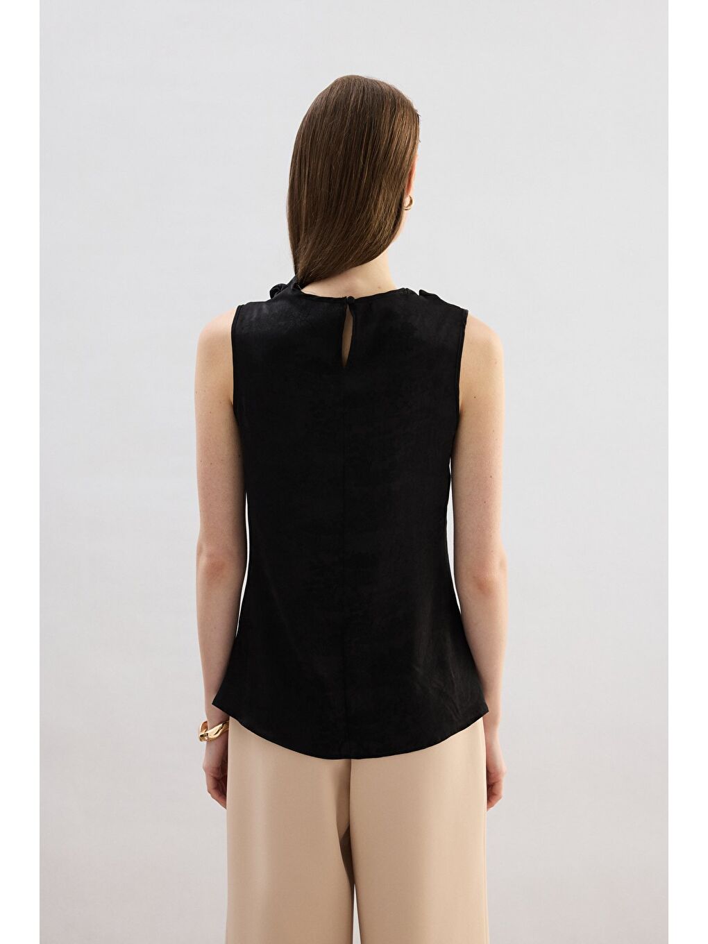 Degaje Yaka Bluz - Siyah-6