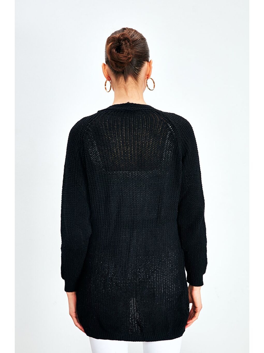 Düz Kesim Hırka - Siyah-3