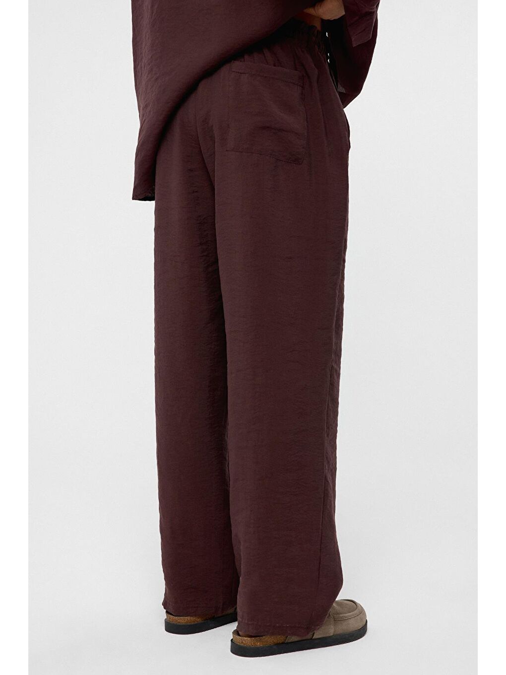 Kahverengi Baggy Fit Modal Kumaş Pantolon Kahve-3