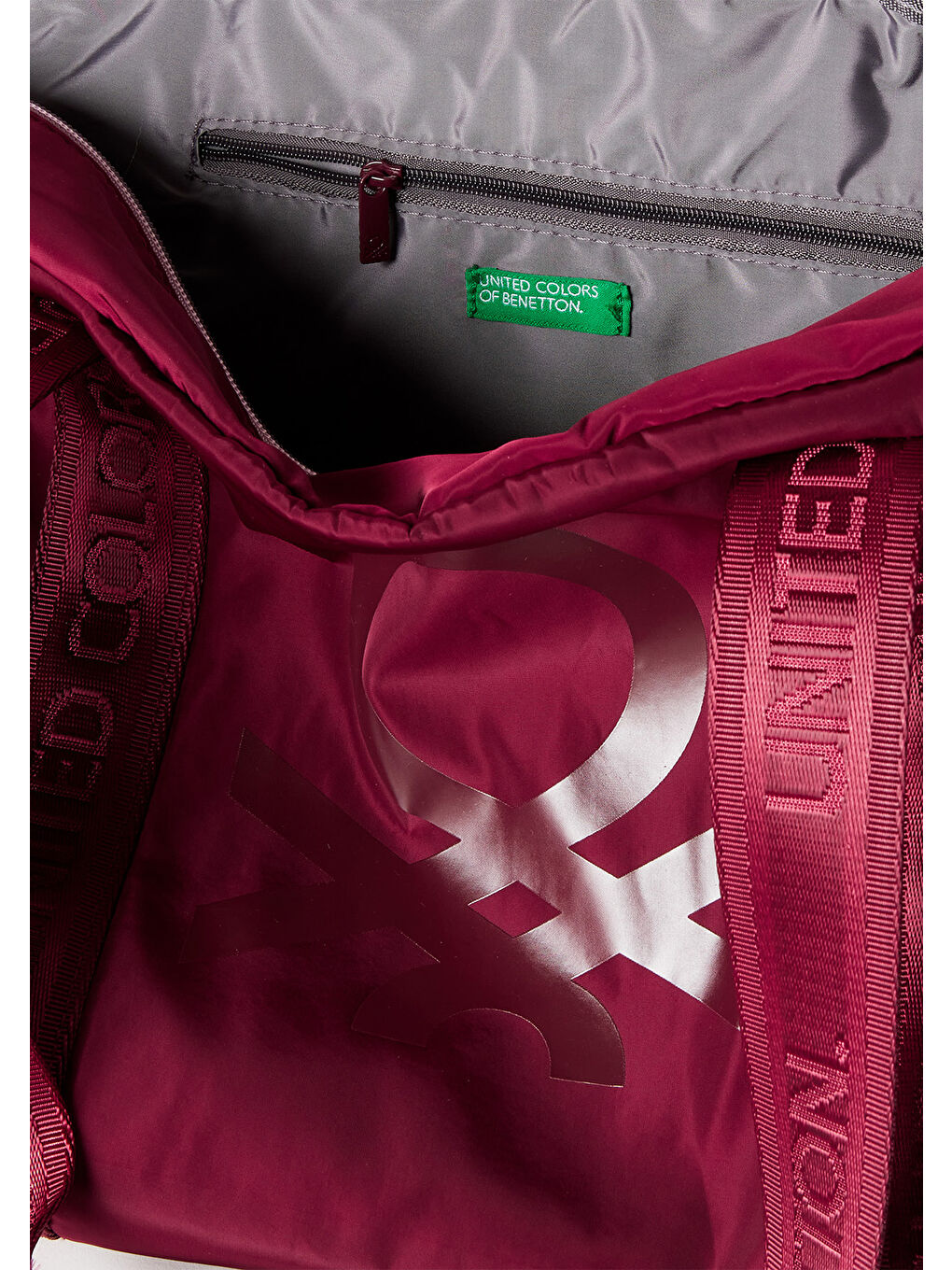 Kadın Bordo Logo Baskılı Fermuarlı Ayarlanabilir Askılı Spor Çanta-2